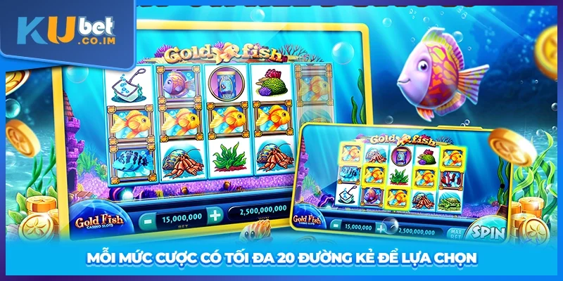 Mỗi mức cược có tối đa 20 đường kẻ để lựa chọn